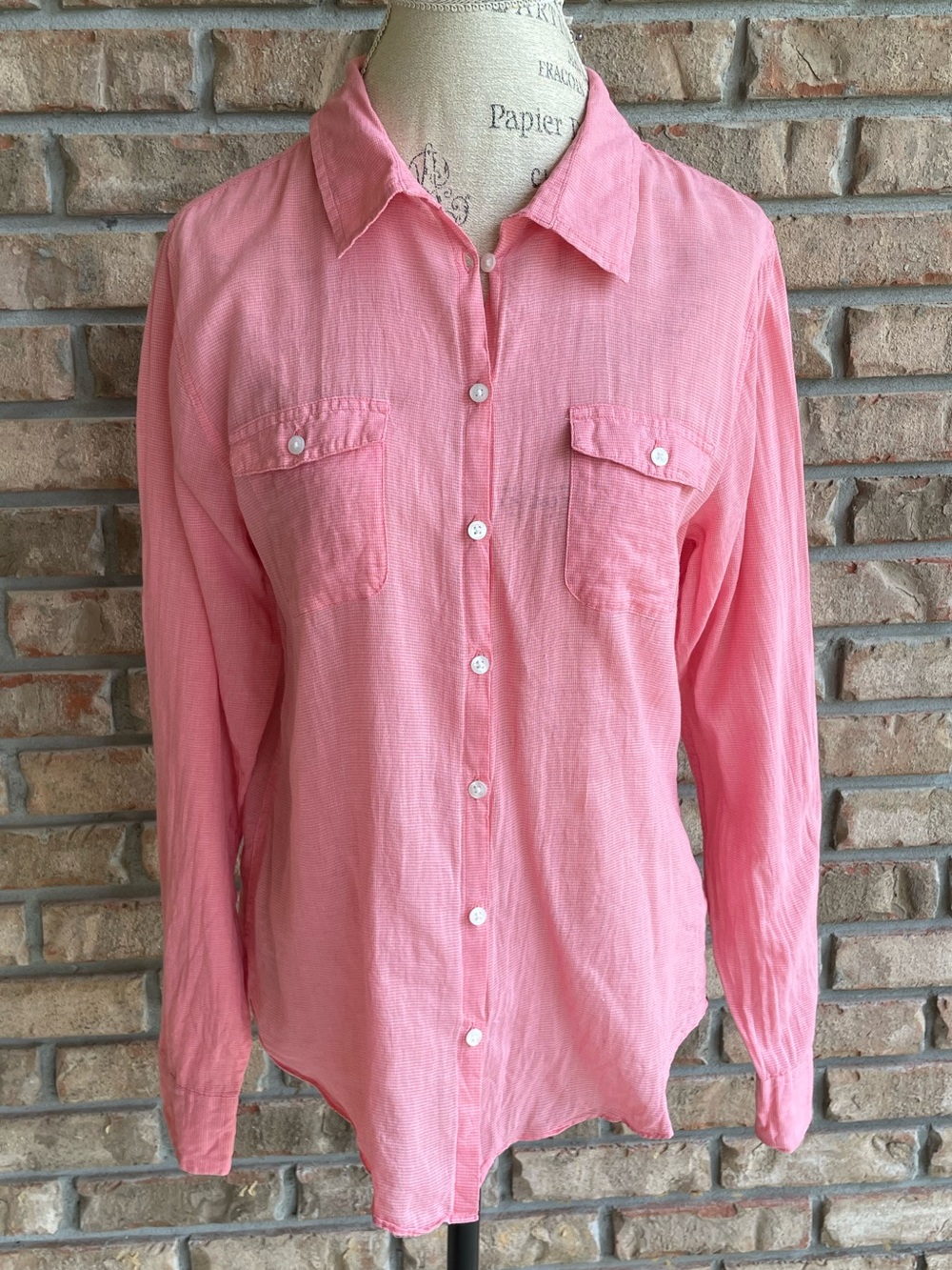 Horny Toad Pink Organic Cotton Button-Down Collared Shirt